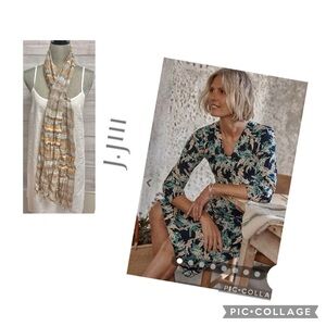 J. JILL EXOTIC BLOOMS GARDEN DRESS FREE J.JILL SCARF